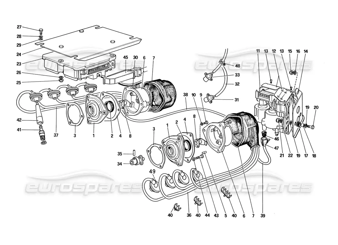 ferrari 328 (1988) encendido del motor diagrama de piezas