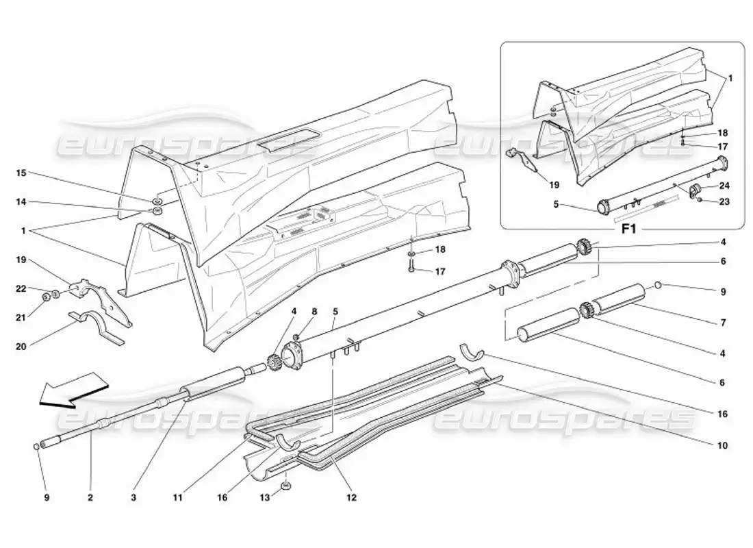 ferrari 575 superamerica tubo de conexión motor-caja de cambios y aislamiento diagrama de piezas