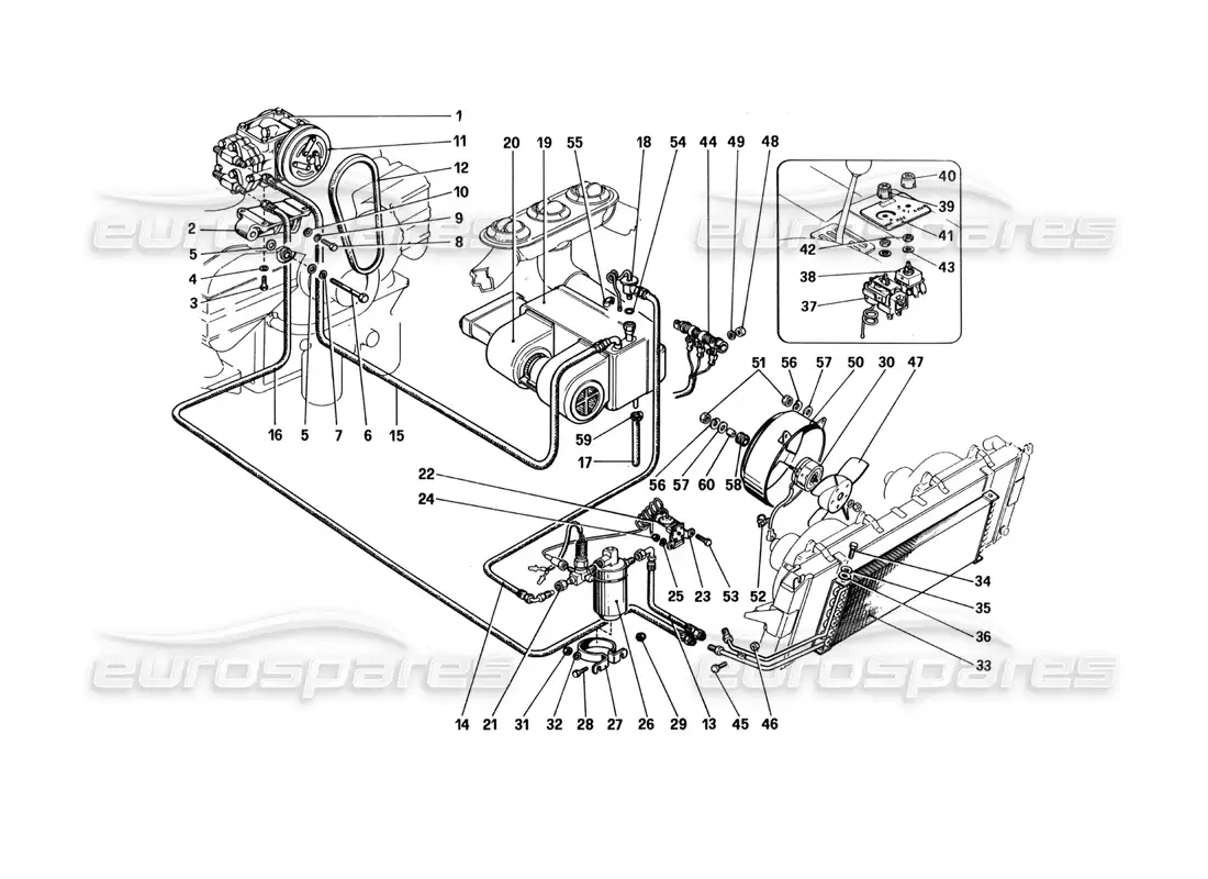 ferrari 512 bbi sistema de aire acondicionado diagrama de piezas