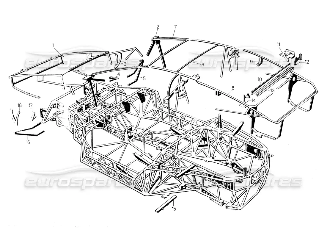 lamborghini countach lp400 chasis diagrama de piezas