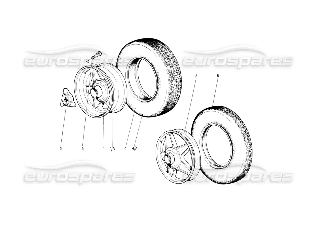 ferrari 512 bb ruedas diagrama de piezas