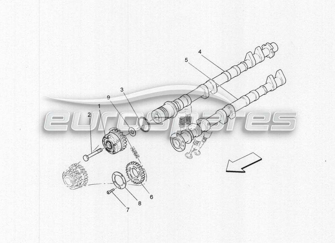 maserati grancabrio mc centenario diagrama de piezas de los árboles de levas de la culata izquierda