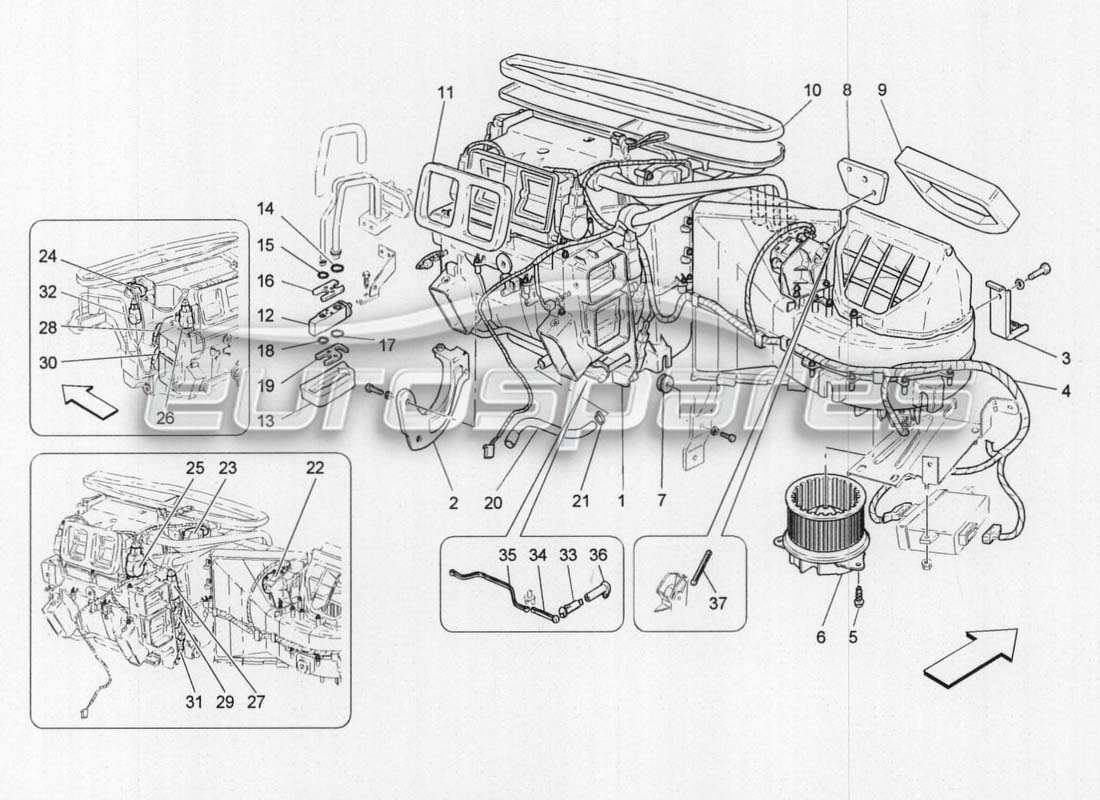 maserati grancabrio mc centenario gruppo ac: diagrama de partes organi in plancia