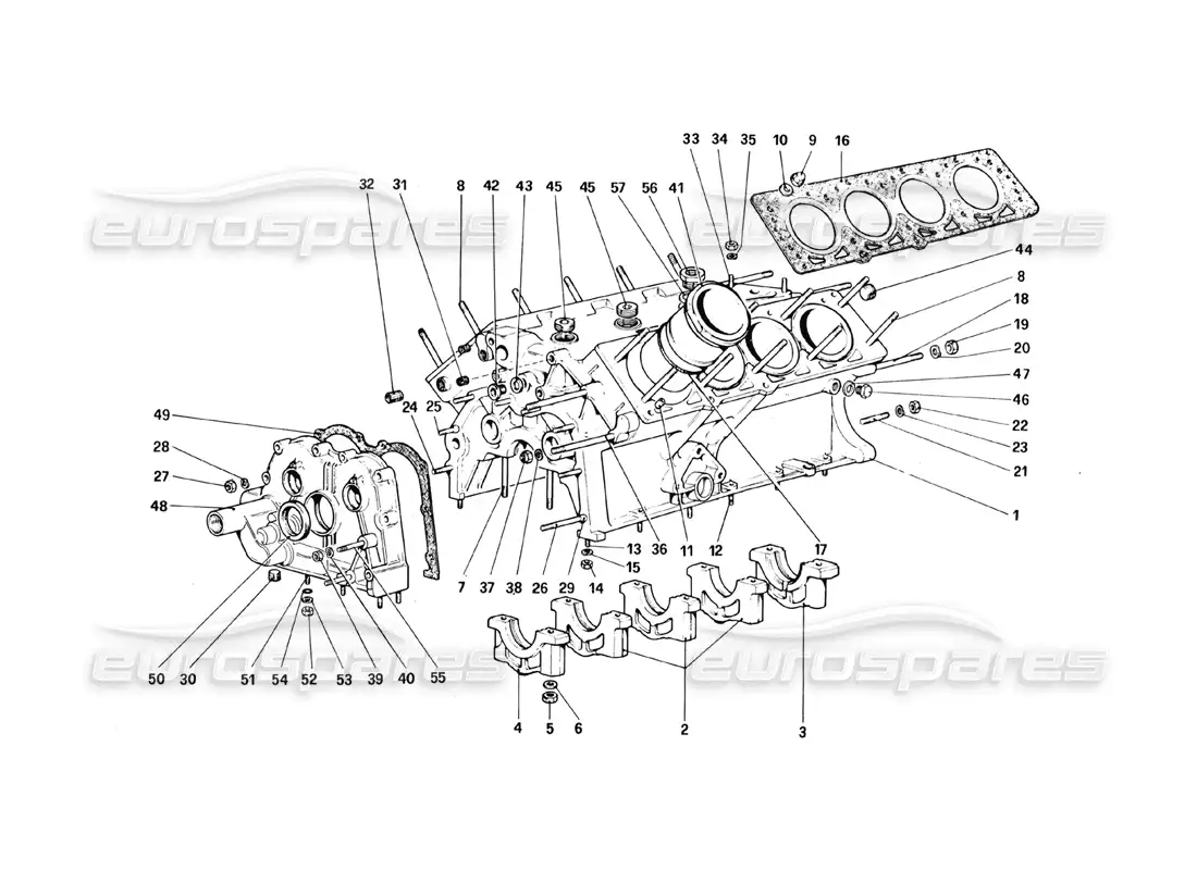 ferrari 328 (1988) crankcase diagrama de piezas