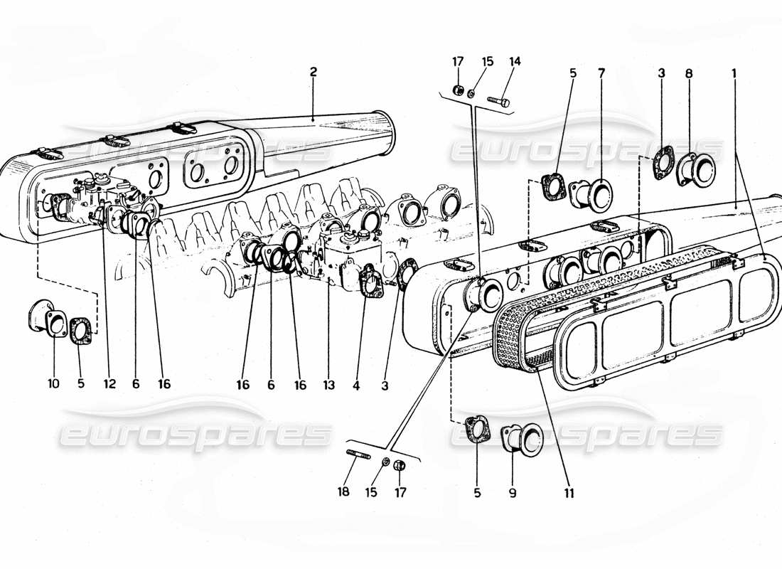 ferrari 365 gtc4 (mechanical) diagrama de piezas de filtros de aire