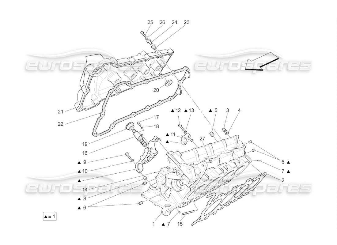 maserati qtp. (2008) 4.2 auto culata derecha diagrama de piezas