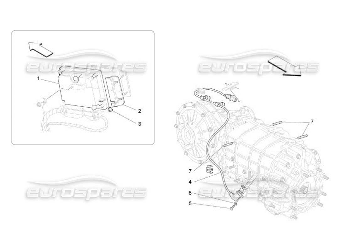 maserati qtp. (2005) 4.2 diagrama de piezas de control electrónico (caja de cambios)