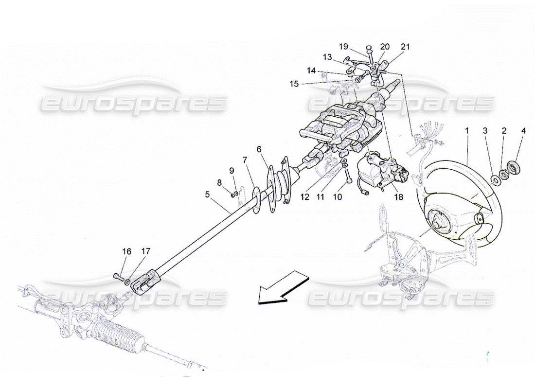 maserati qtp. (2010) 4.2 diagrama de piezas de la unidad de volante y columna de dirección