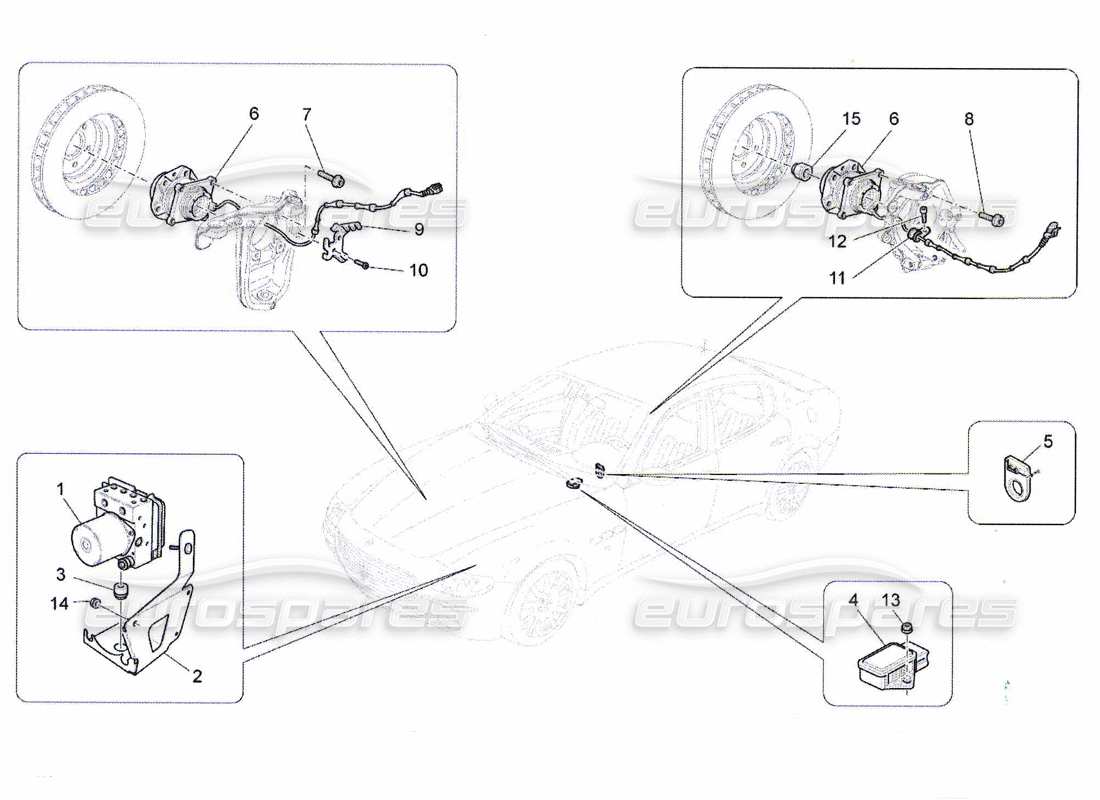maserati qtp. (2010) 4.7 diagrama de piezas de los sistemas de control de frenado