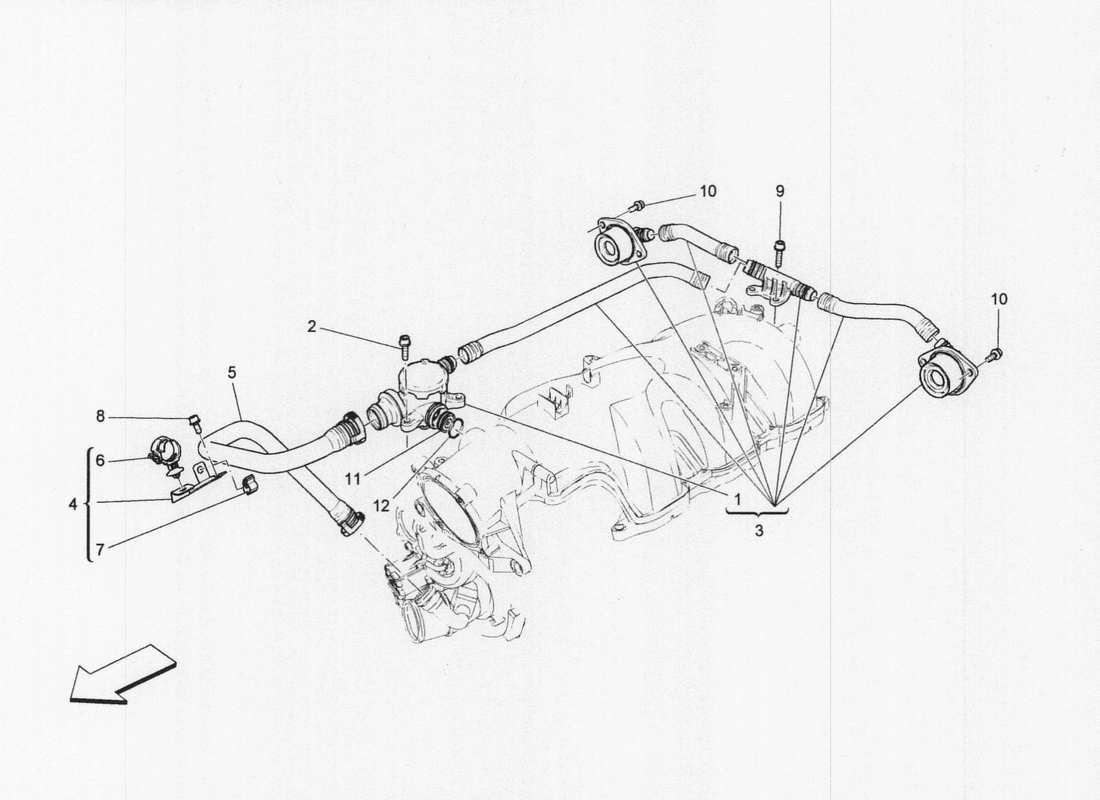 maserati qtp. v6 3.0 bt 410bhp 2wd 2017 diagrama de piezas del sistema de recirculación de vapores de aceite