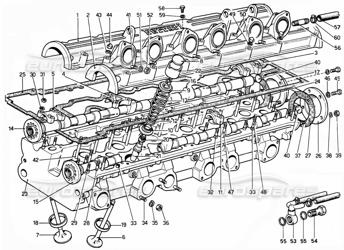 ferrari 365 gtc4 (mechanical) culata izquierda diagrama de piezas