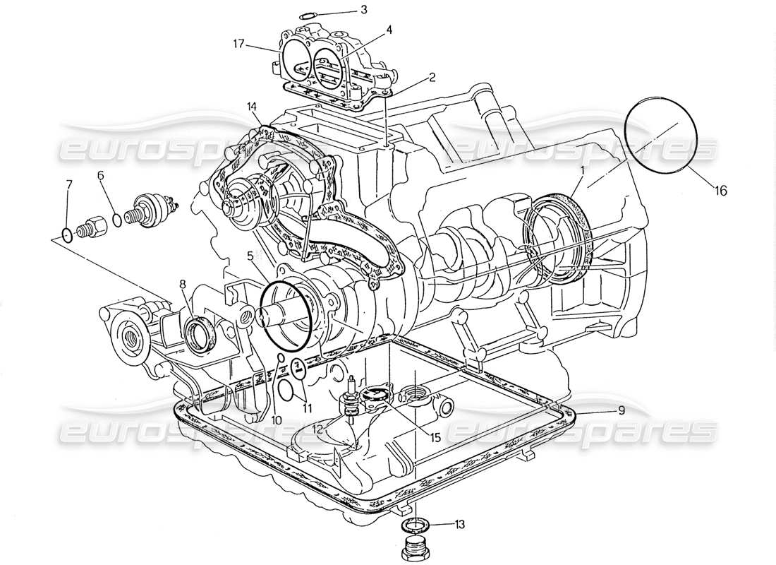 maserati 228 diagrama de piezas de reparación de juntas y retenes de aceite para el bloque