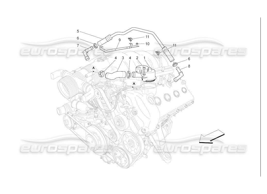maserati qtp. (2007) 4.2 auto diagrama de piezas del sistema de recirculación de vapores de aceite