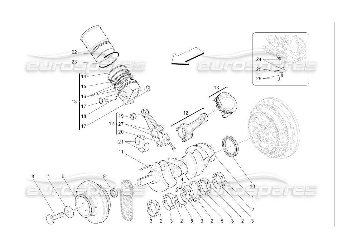 maserati qtp. (2007) 4.2 auto diagrama de piezas del mecanismo de manivela