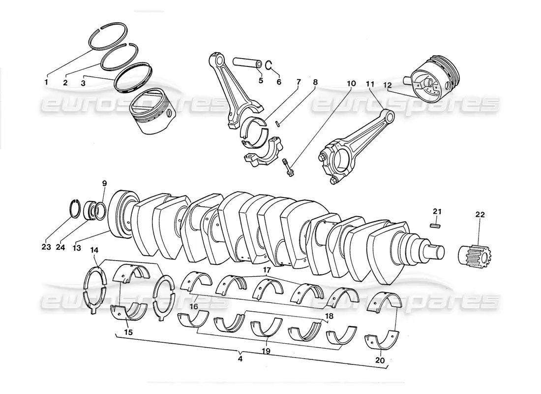 lamborghini lm002 (1988) cigüeñal diagrama de piezas