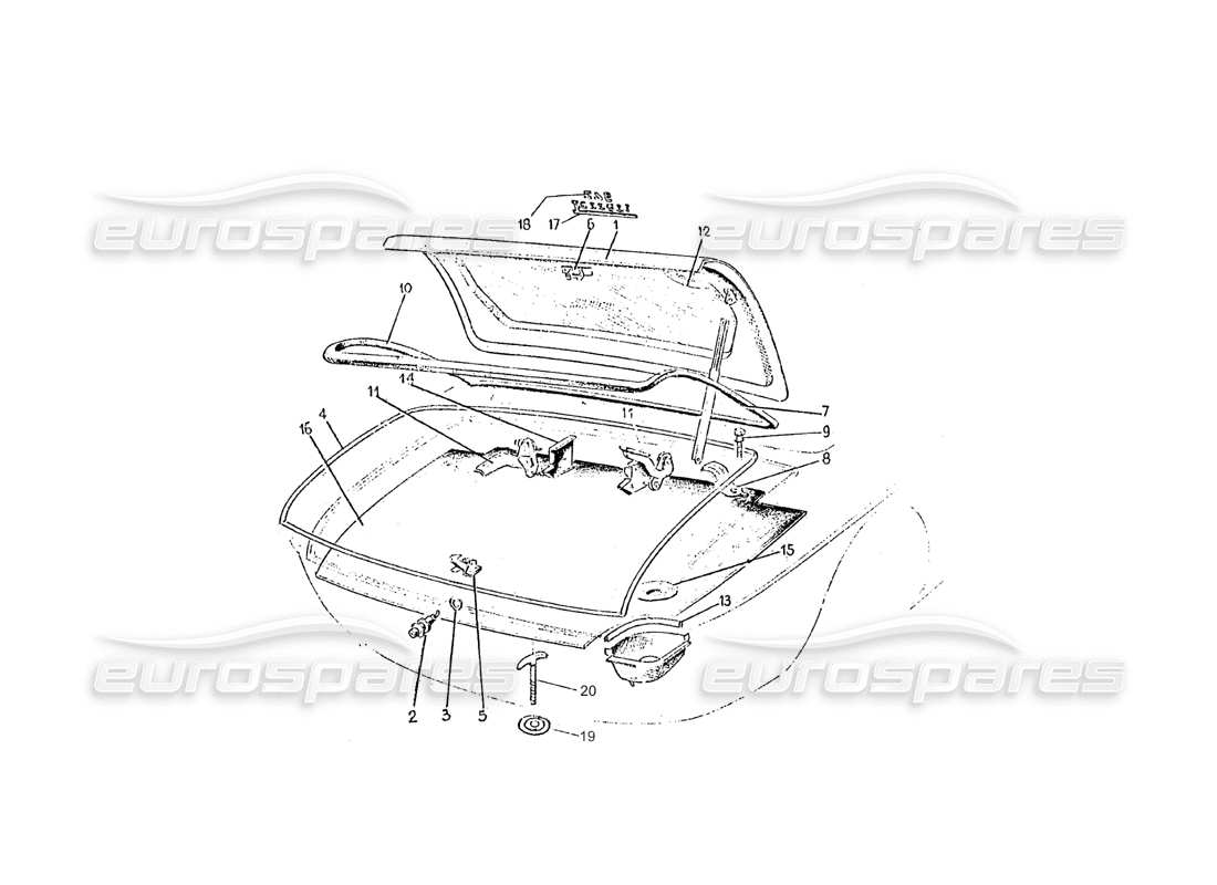 ferrari 275 (pininfarina coachwork) diagrama de piezas del gruppo baule