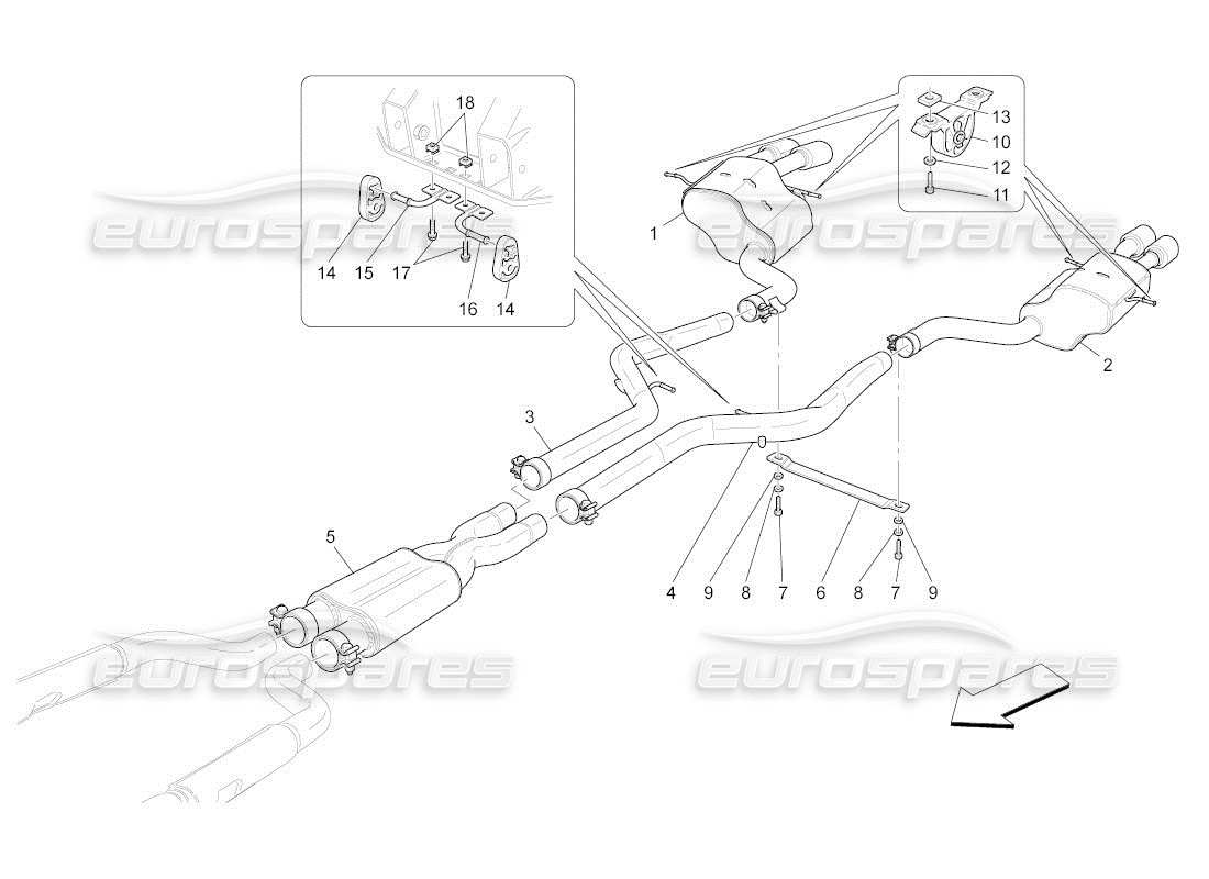 maserati qtp. (2011) 4.7 auto diagrama de piezas de silenciadores