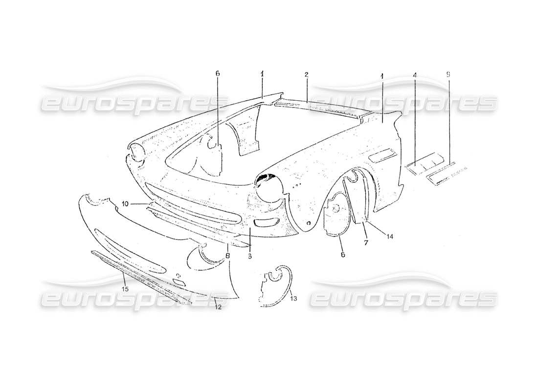 ferrari 275 (pininfarina coachwork) gruppo rivestinento anteriore diagrama de piezas