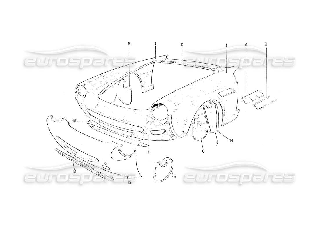 ferrari 275 (pininfarina coachwork) diagrama de piezas del gruppo rivestinento anteriore