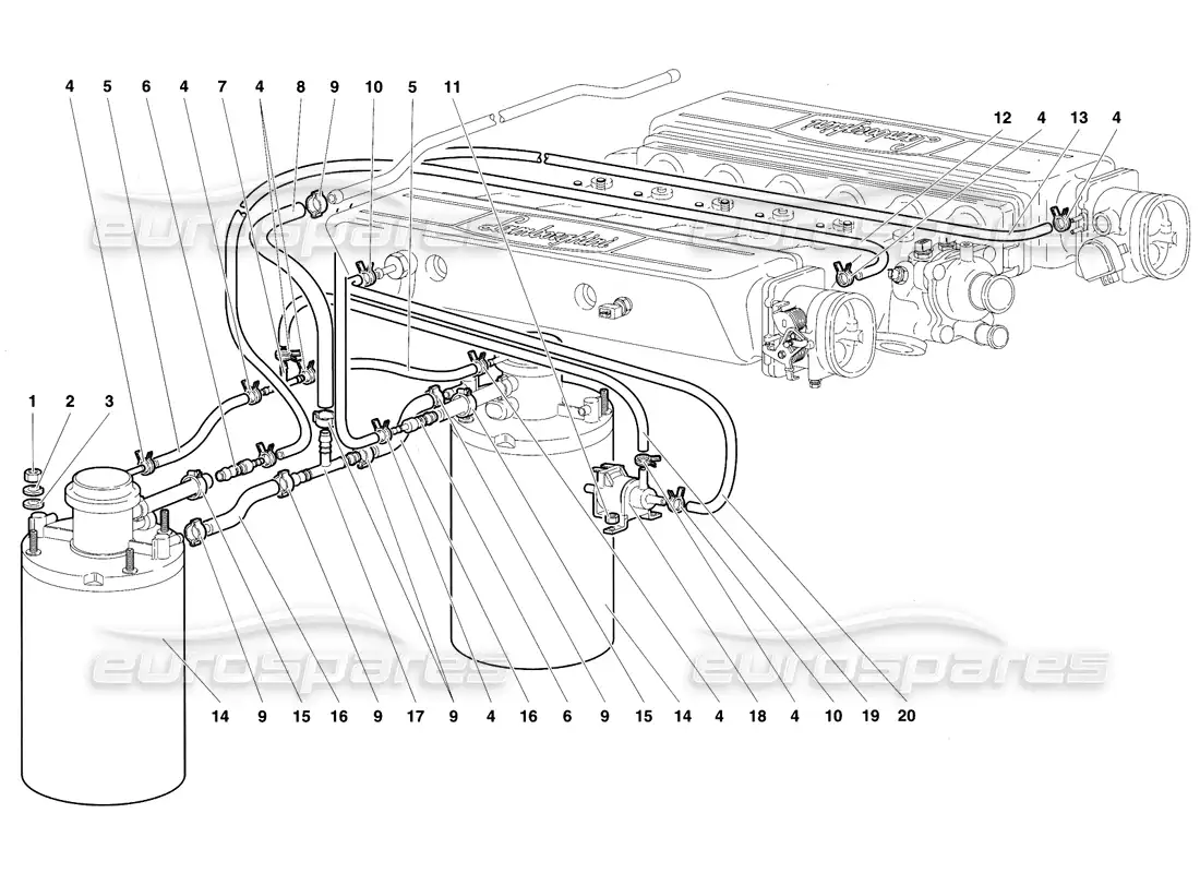 lamborghini diablo vt (1994) fuel system diagrama de piezas