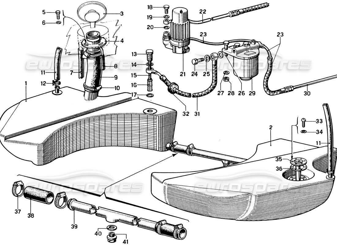 ferrari 330 gtc coupe depósito de combustible diagrama de piezas