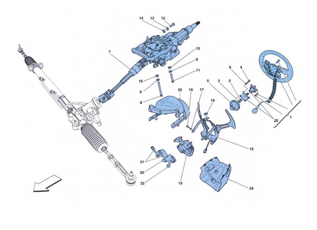 ferrari 458 challenge comando sterzopompa e serbatoio idroguida diagrama de partes