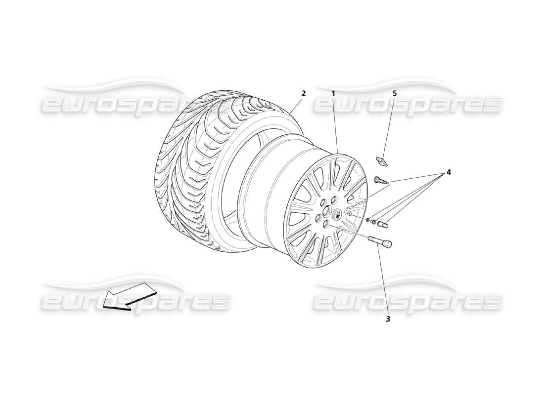 maserati qtp. (2003) 4.2 diagrama de piezas de llantas y neumáticos