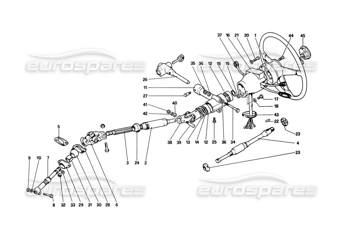 ferrari 308 gtb (1980) columna de dirección diagrama de piezas