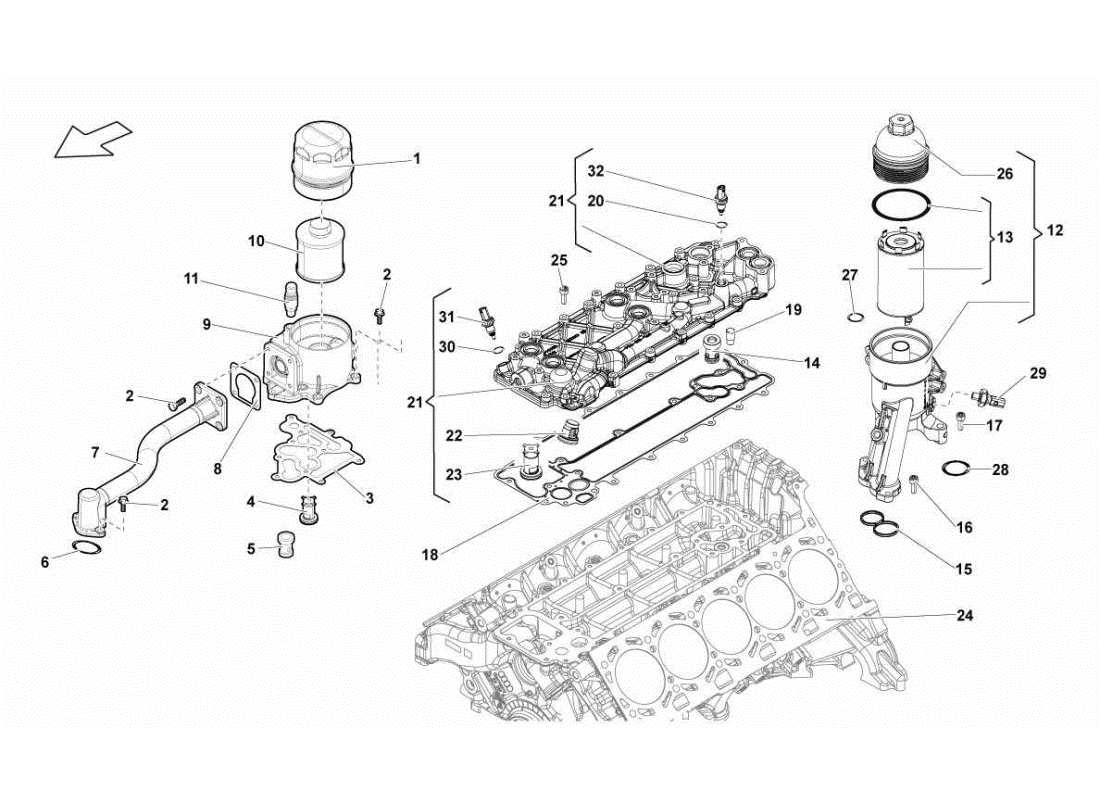 lamborghini gallardo sts ii sc diagrama de piezas del filtro de aceite