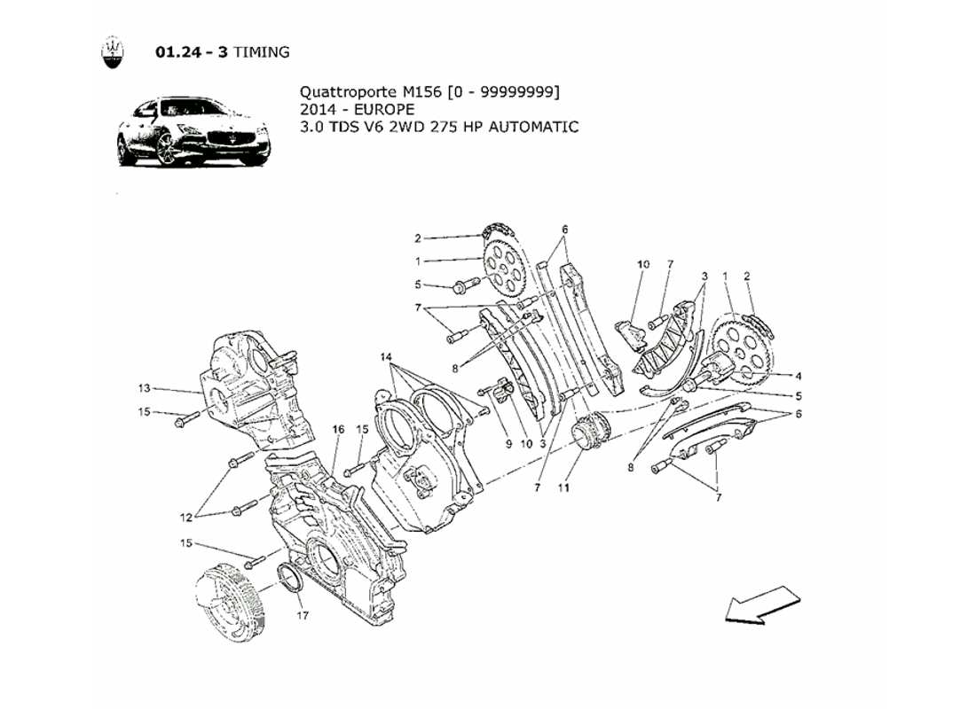 maserati qtp. v6 3.0 tds 275bhp 2014 diagrama de piezas de sincronización