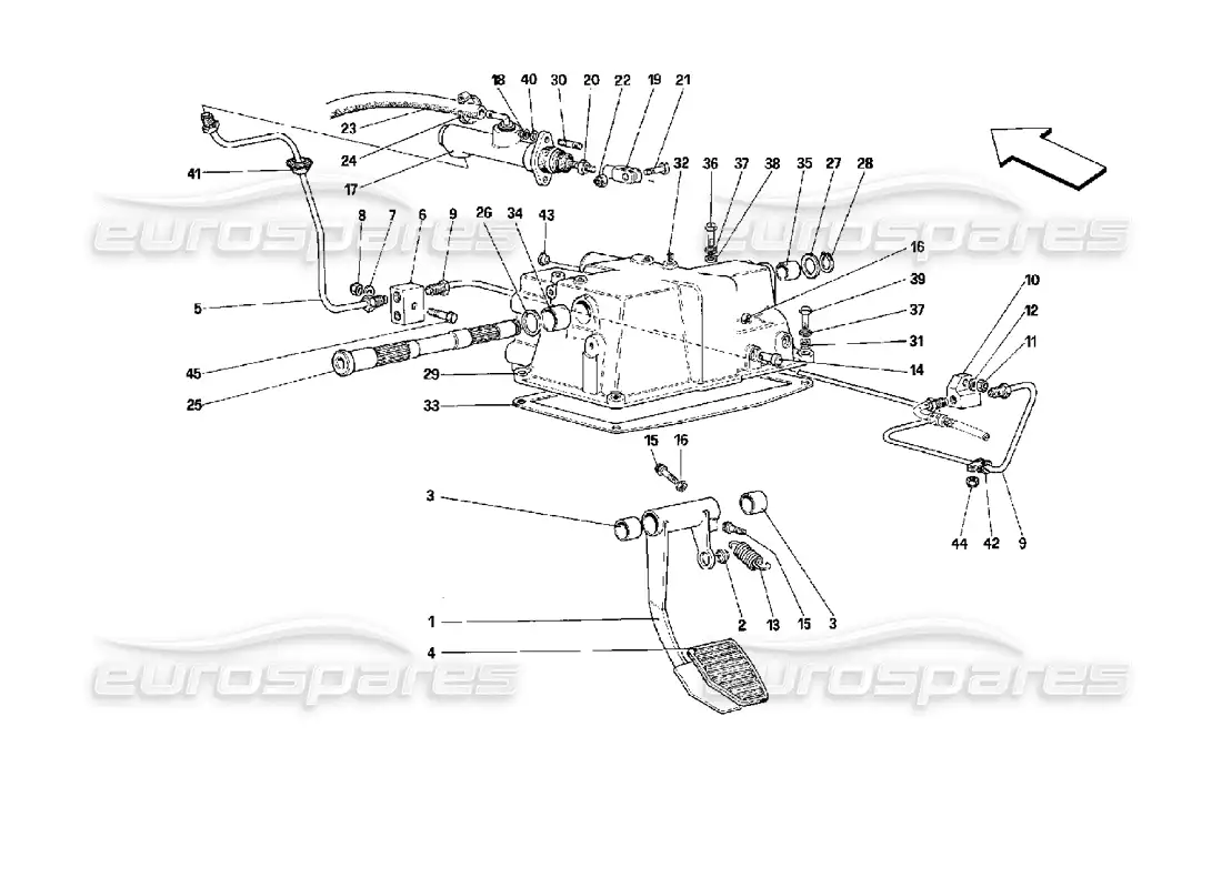 ferrari mondial 3.4 t coupe/cabrio control de liberación de embrague - válido para gs diagrama de piezas