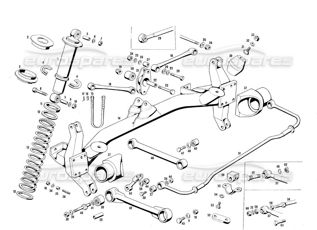 maserati mexico rear suspension diagrama de piezas