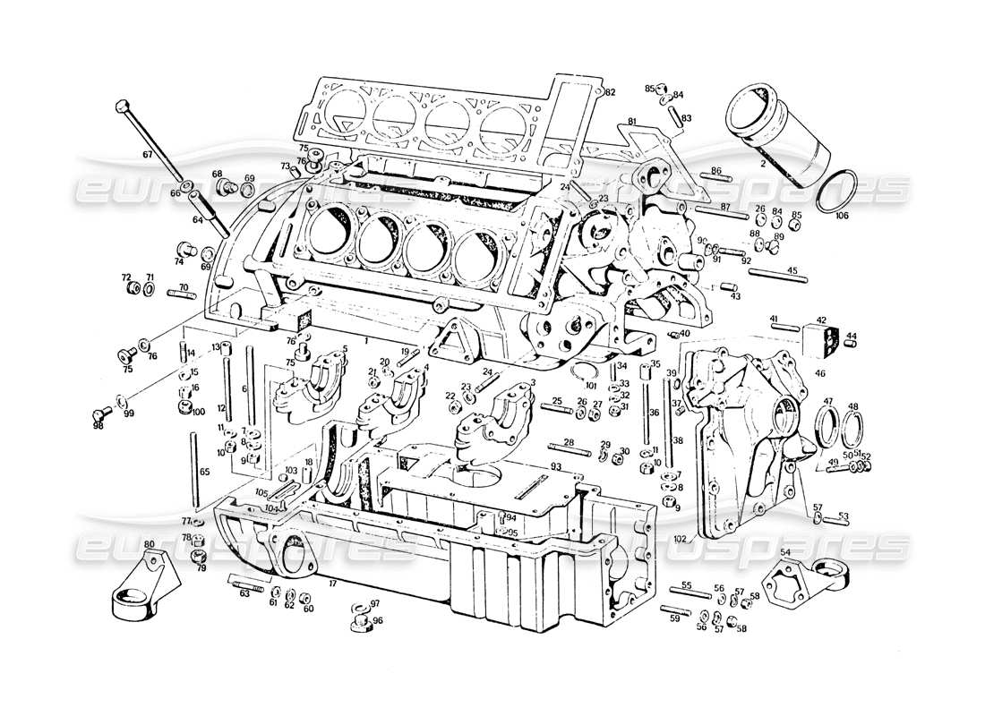 maserati khamsin carcasa del motor diagrama de piezas