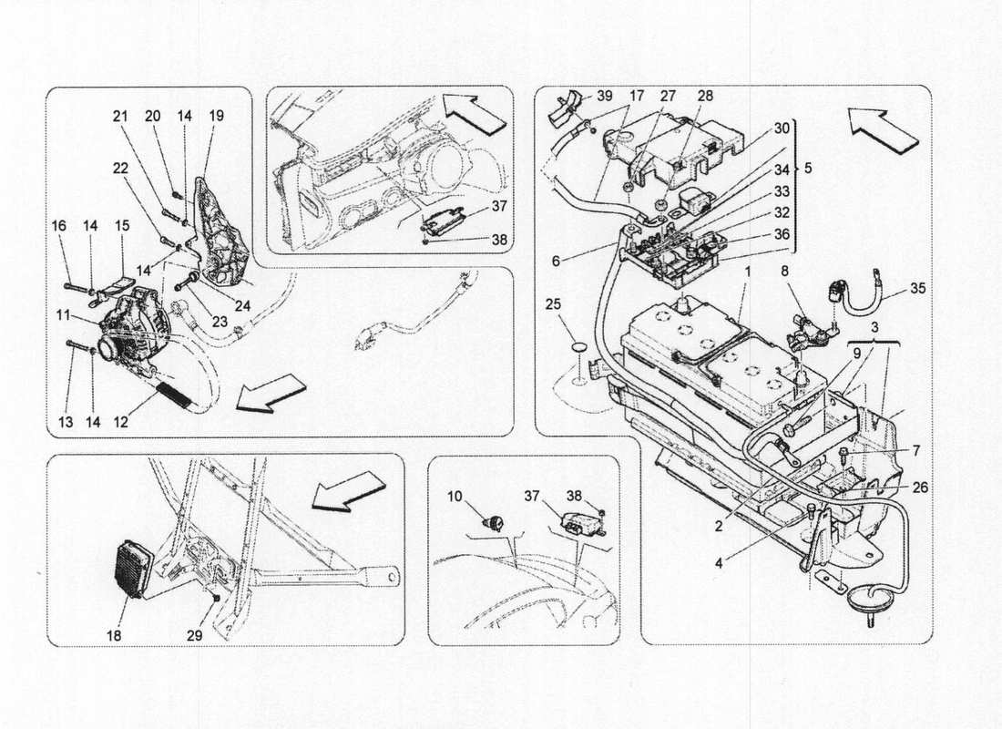 maserati qtp. v6 3.0 bt 410bhp 2wd 2017 diagrama de partes de generación y acumulación de energía