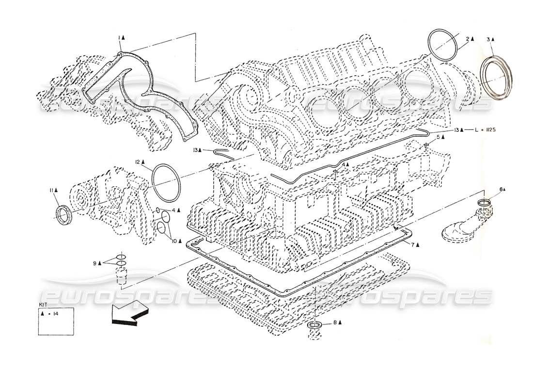 maserati shamal junta-sello de aceite para revisión del bloque c. diagrama de piezas
