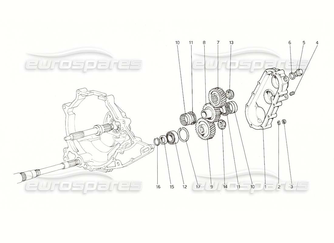 ferrari 308 gt4 dino (1976) transmisión de caja de cambios diagrama de piezas