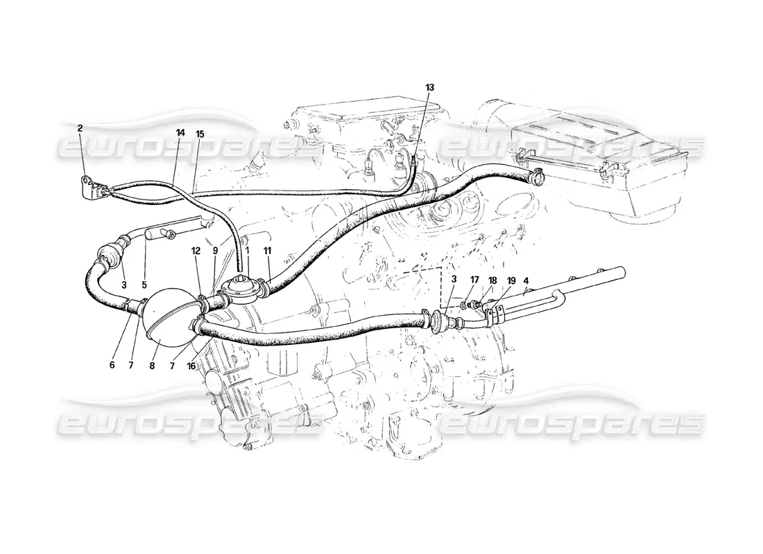 ferrari 328 (1988) inyección de aire (para las versiones ch86 y ch87) diagrama de piezas