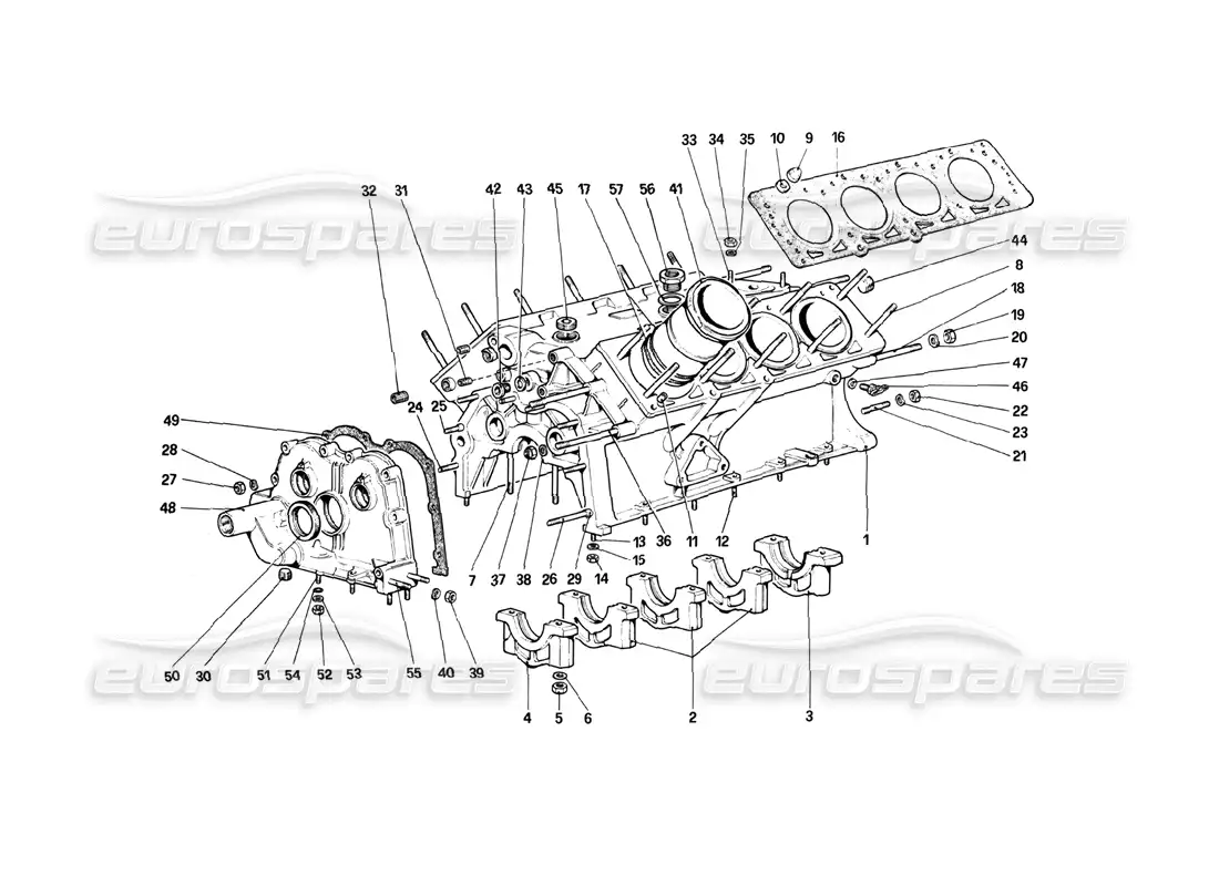 ferrari 208 turbo (1982) crankcase diagrama de piezas
