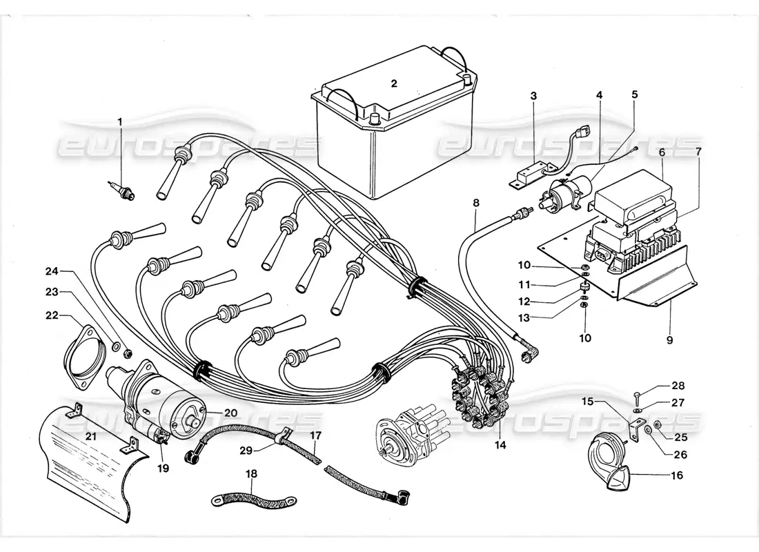 lamborghini lm002 (1988) sistema eléctrico diagrama de piezas