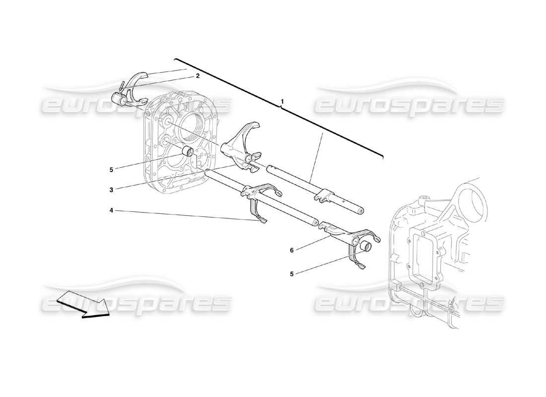 ferrari 360 challenge (2000) diagrama de piezas de los controles internos de la caja de cambios