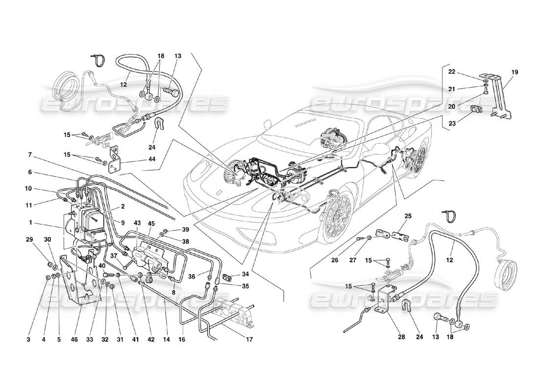 ferrari 360 challenge (2000) brake system diagrama de piezas