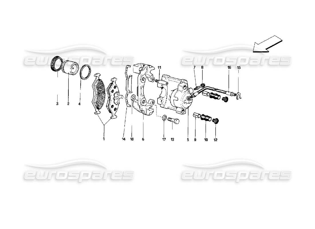 ferrari mondial 3.4 t coupe/cabrio pinzas para frenos traseros diagrama de piezas