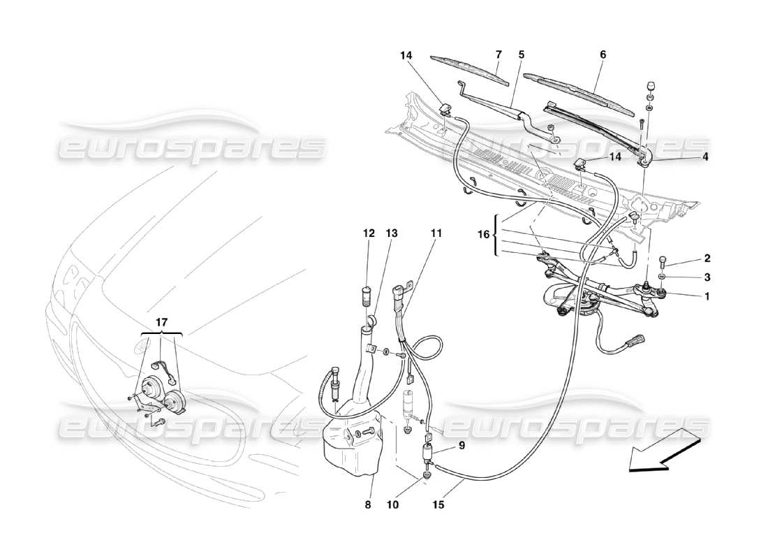maserati qtp. (2003) 4.2 diagrama de piezas de servicios exteriores del automóvil