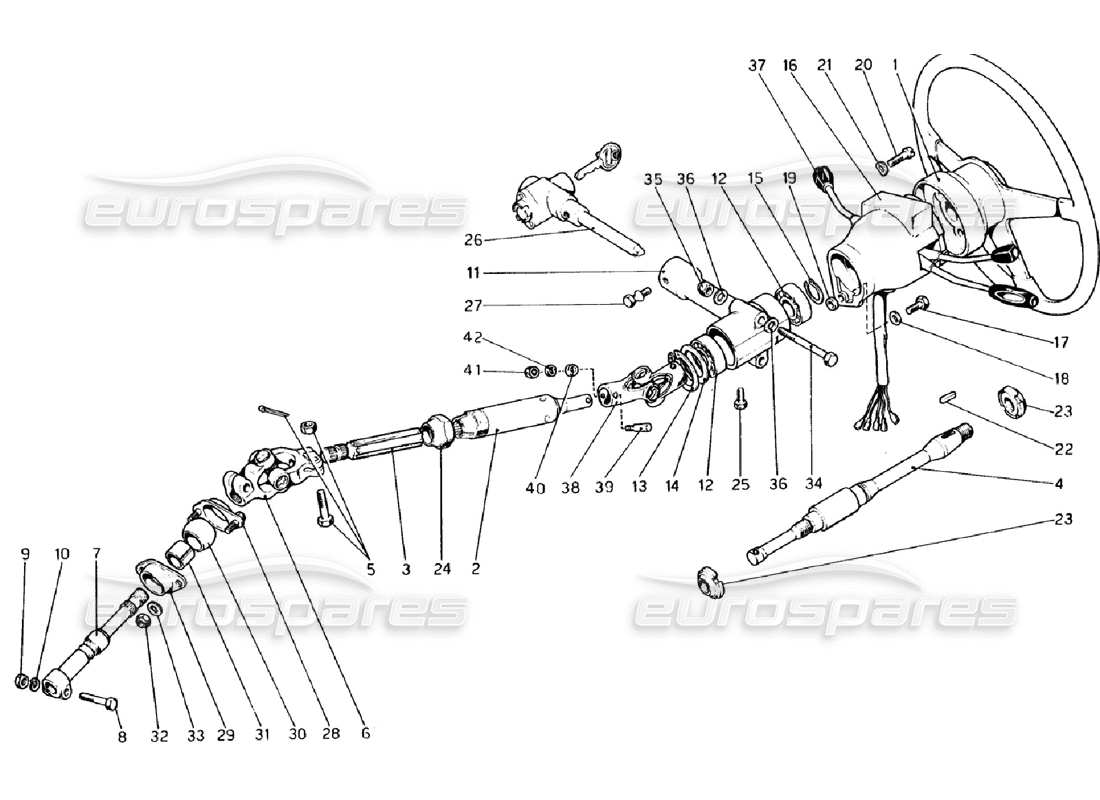 ferrari 308 gtb (1976) columna de dirección diagrama de piezas