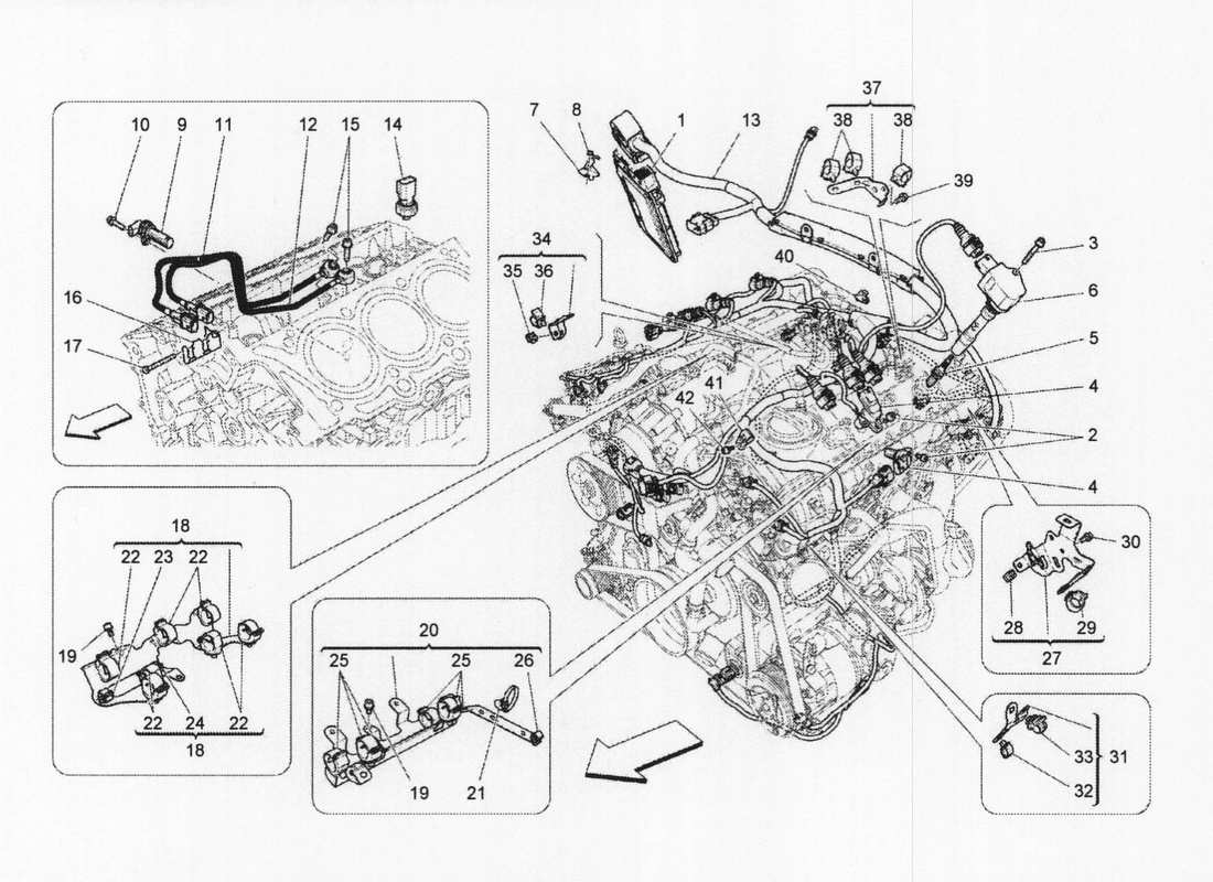 maserati qtp. v6 3.0 bt 410bhp 2wd 2017 control electrónico: diagrama de piezas de control de sincronización del motor y inyección