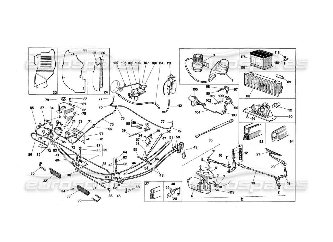 maserati qtp.v8 4.9 (s3) 1979 compartimento del motor y del maletero diagrama de piezas