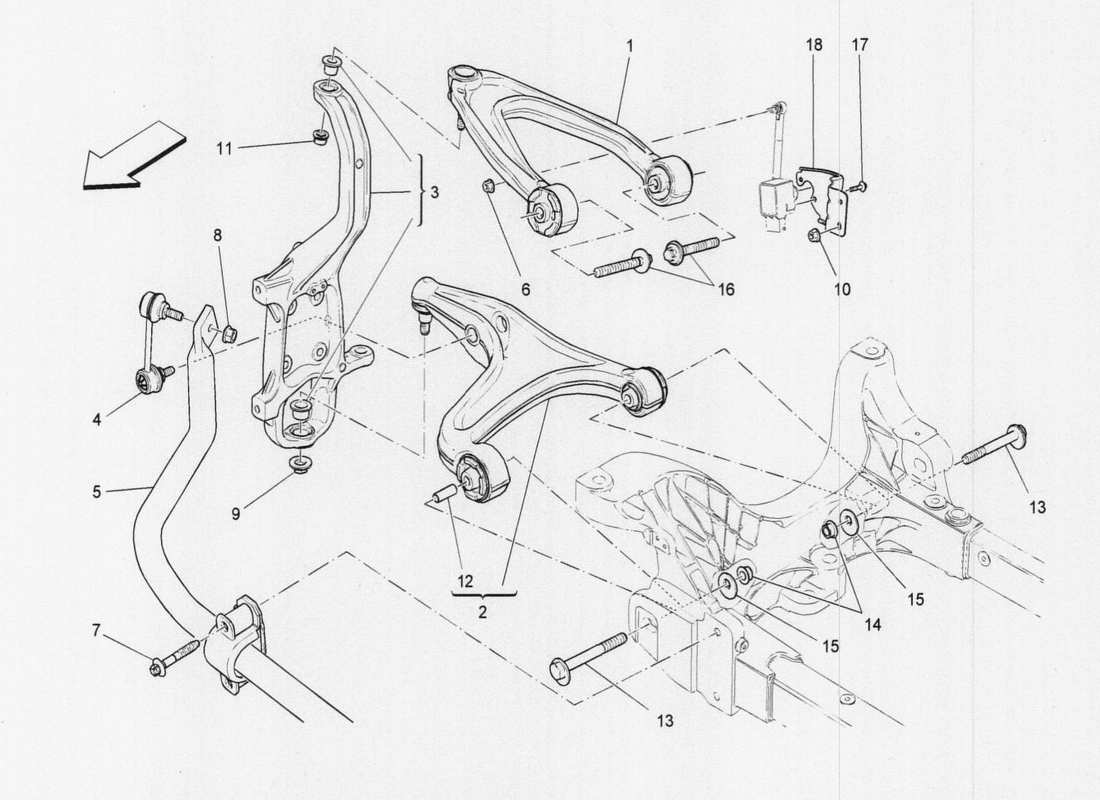 maserati qtp. v6 3.0 tds 275bhp 2017 diagrama de piezas de la suspensión delantera