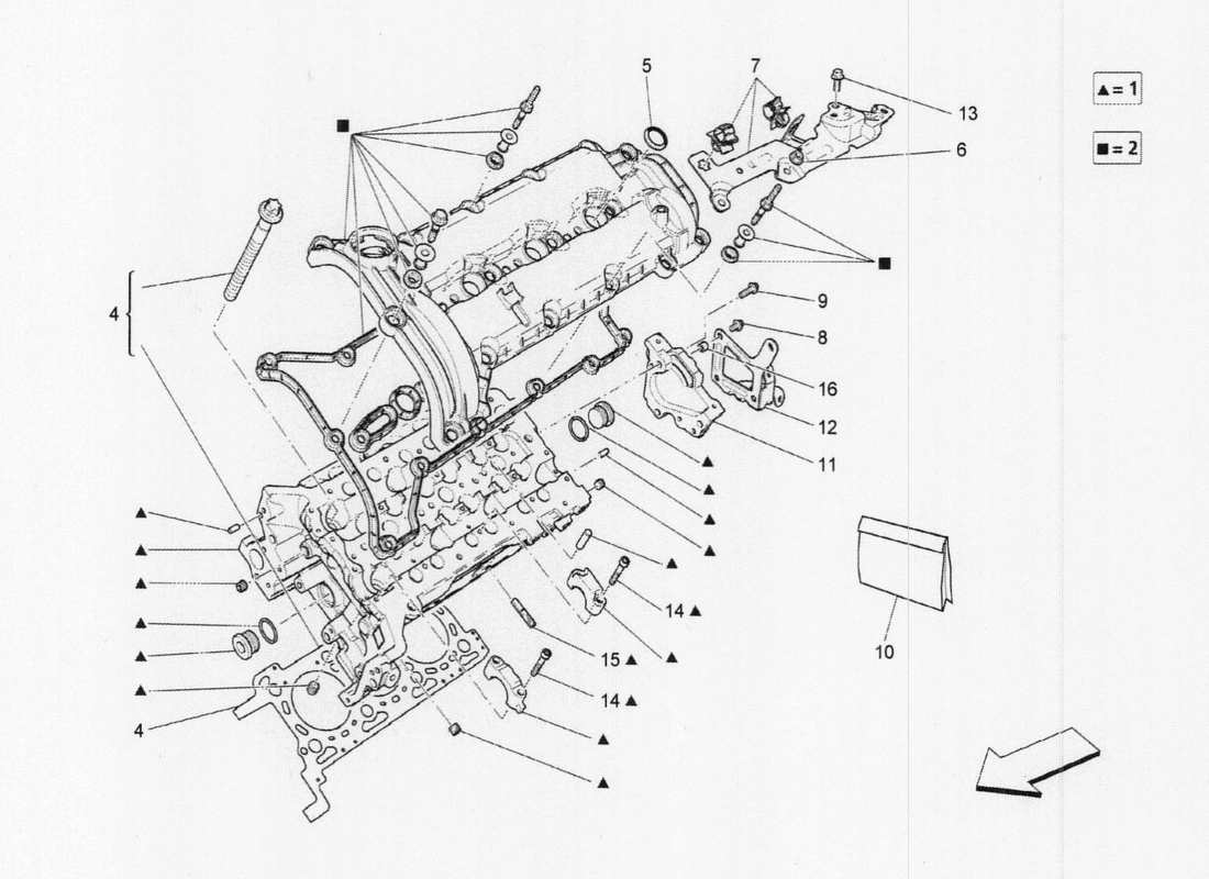 maserati qtp. v6 3.0 tds 275bhp 2017 diagrama de piezas de la culata izquierda