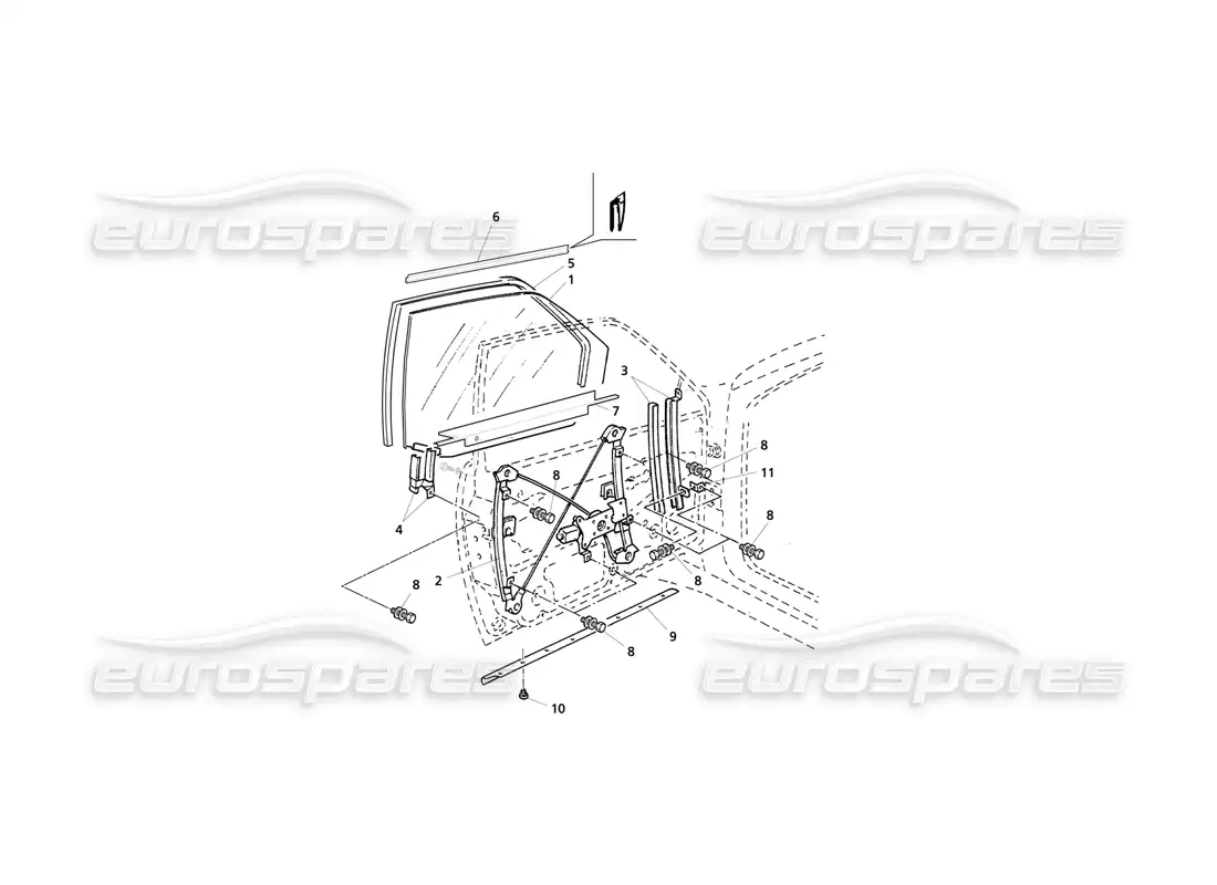 maserati qtp v6 evoluzione puertas delanteras: ventanas y reguladores diagrama de piezas