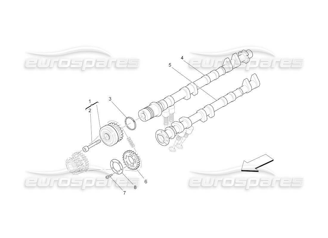 maserati qtp. (2010) 4.2 auto diagrama de piezas de los árboles de levas de la culata izquierda